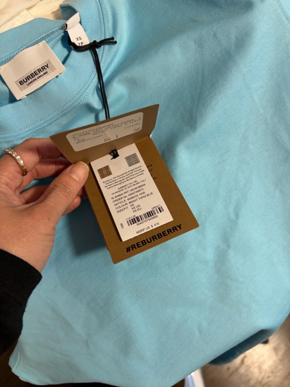 Burberry Light Aqua Crewneck Logo Tee
